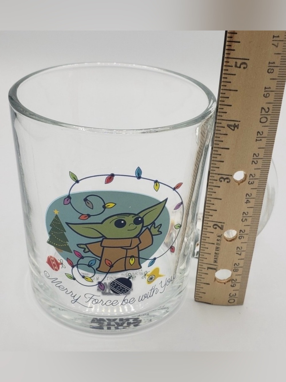 Star Wars The Mandalorian Grogu “May the Force Be With You” Holiday Glass Mug - Picture 7 of 7